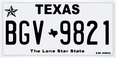 TX license plate BGV9821
