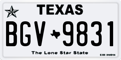 TX license plate BGV9831