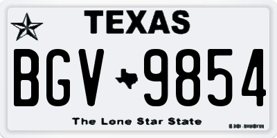 TX license plate BGV9854