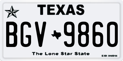 TX license plate BGV9860