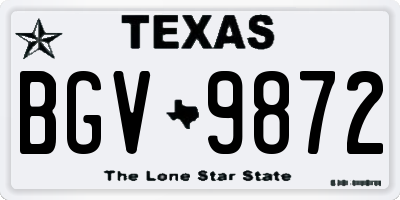 TX license plate BGV9872