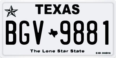 TX license plate BGV9881