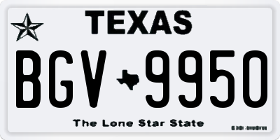 TX license plate BGV9950