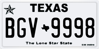 TX license plate BGV9998