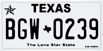 TX license plate BGW0239