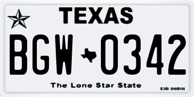 TX license plate BGW0342