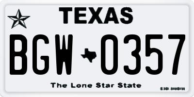 TX license plate BGW0357
