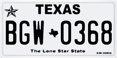 TX license plate BGW0368