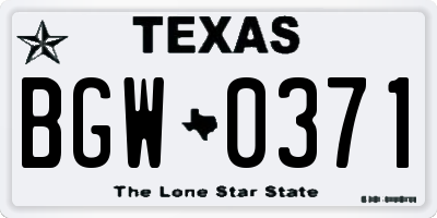 TX license plate BGW0371