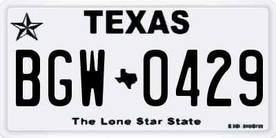 TX license plate BGW0429