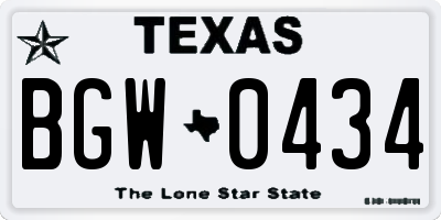TX license plate BGW0434