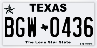 TX license plate BGW0436