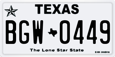 TX license plate BGW0449