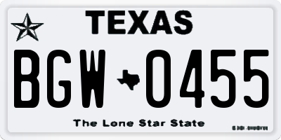 TX license plate BGW0455