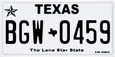 TX license plate BGW0459