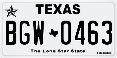 TX license plate BGW0463