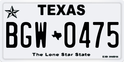 TX license plate BGW0475