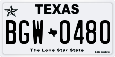 TX license plate BGW0480
