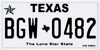 TX license plate BGW0482