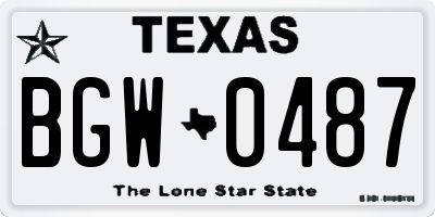 TX license plate BGW0487