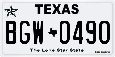 TX license plate BGW0490