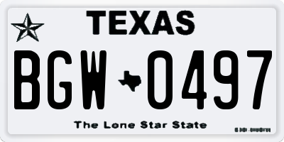 TX license plate BGW0497