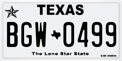 TX license plate BGW0499
