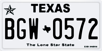 TX license plate BGW0572