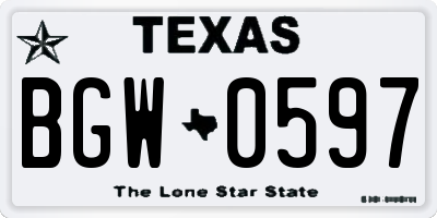 TX license plate BGW0597