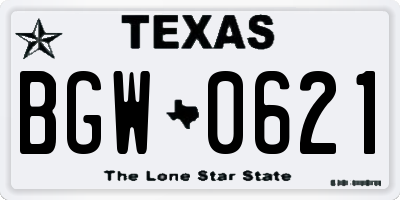 TX license plate BGW0621