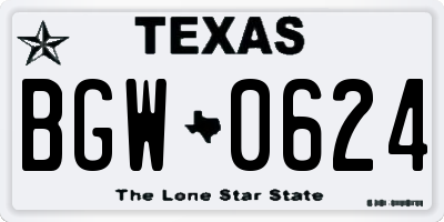 TX license plate BGW0624
