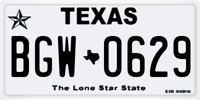 TX license plate BGW0629