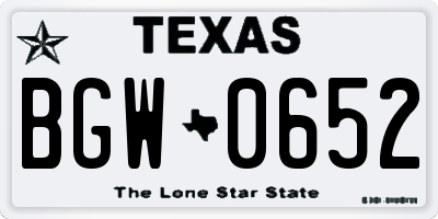 TX license plate BGW0652