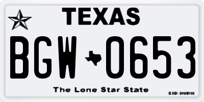 TX license plate BGW0653