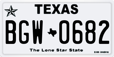 TX license plate BGW0682