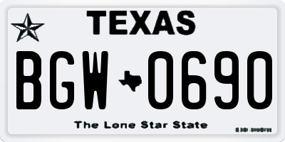 TX license plate BGW0690