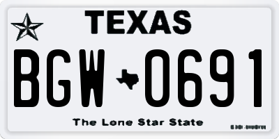 TX license plate BGW0691