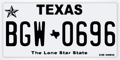 TX license plate BGW0696
