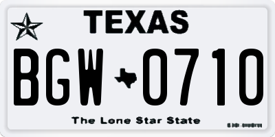TX license plate BGW0710
