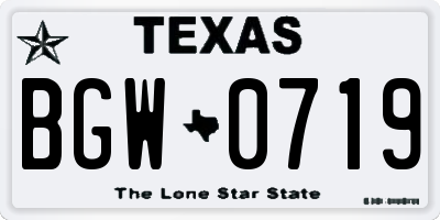 TX license plate BGW0719