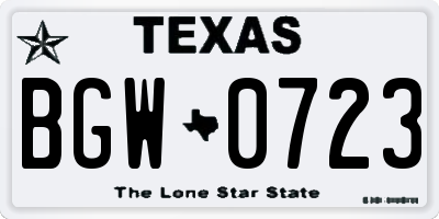 TX license plate BGW0723