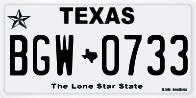 TX license plate BGW0733