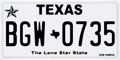 TX license plate BGW0735