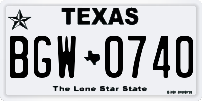 TX license plate BGW0740