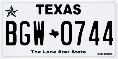 TX license plate BGW0744