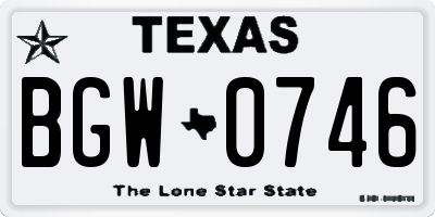 TX license plate BGW0746