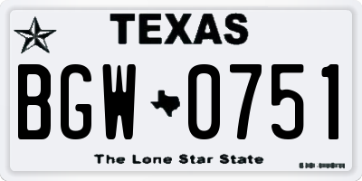 TX license plate BGW0751