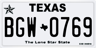 TX license plate BGW0769