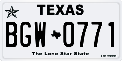 TX license plate BGW0771
