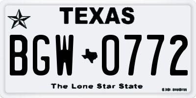 TX license plate BGW0772